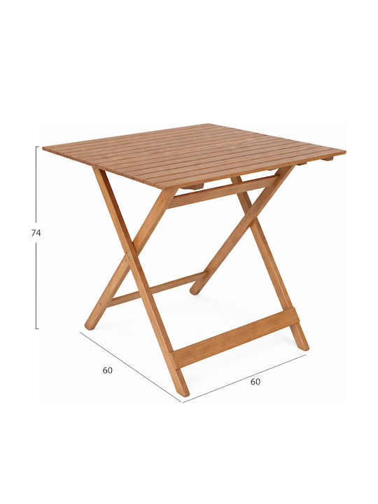 Foldable Wooden Table for Small Outdoor Spaces Truyen Natural 60x60x74cm