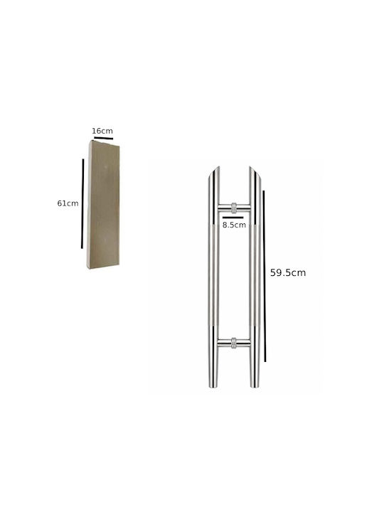 Front Door Handle Pair 610mm Stainless Steel