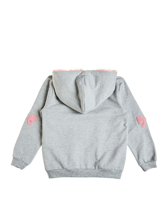 Kids Sweatshirt Cardigan With Hood And Pockets Grey