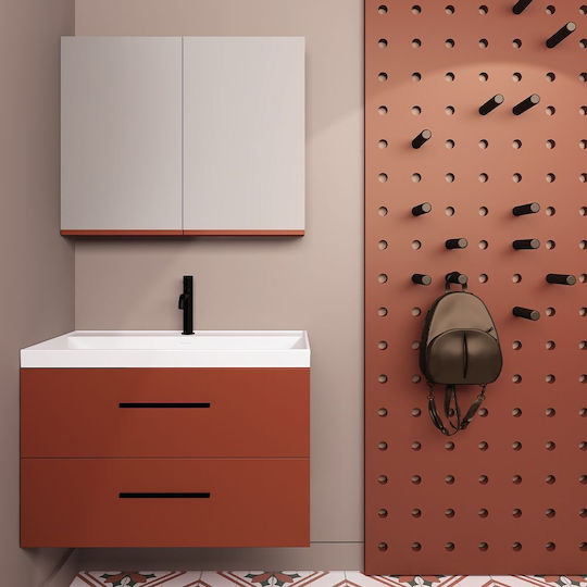 Orabella Unitate De Mobilier Pentru Baie Cu Chiuvetă Și Oglindă M81xB45xH50cm Cromat