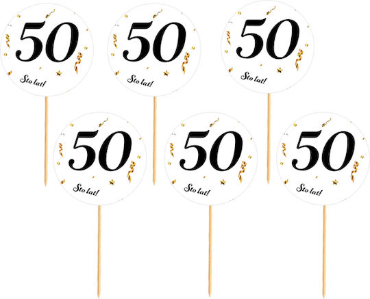 Toppery 50th Birthday White Background Black Text 6pcs