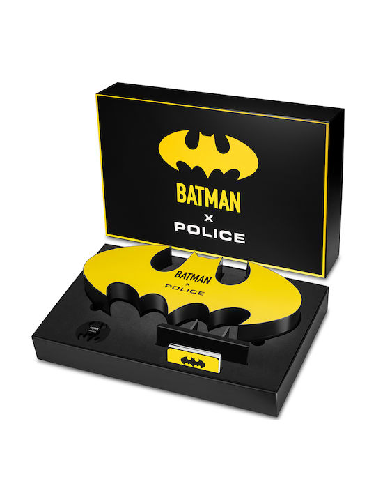Police Batman Men's Watch 45mm Battery With Black Leather Strap