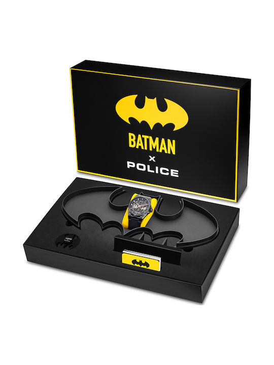 Police Batman Men's Watch 45mm Battery With Black Leather Strap