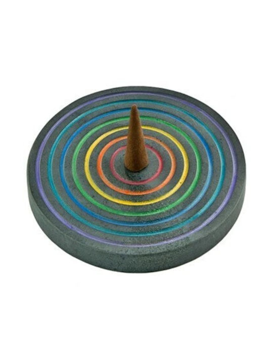 Stone Base for Incense Sticks or Cones Seven Chakra Design 10cm