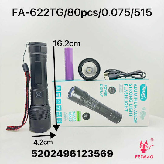 Rechargeable Flashlight LED with Maximum Brightness 800lm