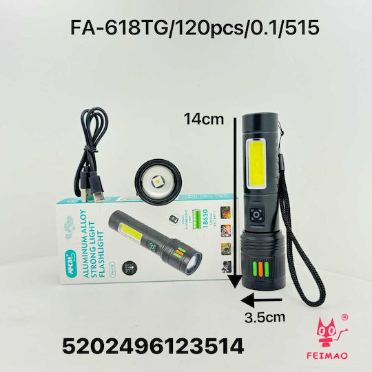 Rechargeable Flashlight LED with Maximum Brightness 800lm