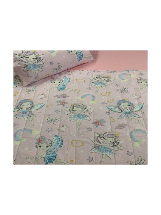 MayHome Set Copertă de Pătuț cu Față de Pernă Roz 120x160cm.