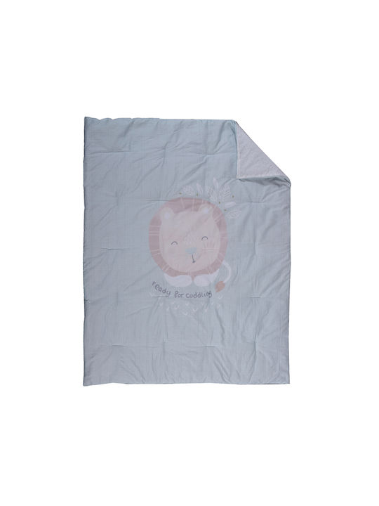 Nef-Nef Homeware Cuddling Lion Baby Quilt Beidseitig Baumwolle Aqua 110x140cm 030312