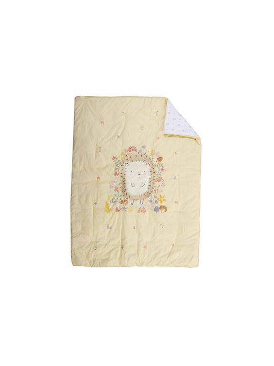 Nef-Nef Homeware Cute Hedgehog Baby Quilt Baumwolle Gelb 110x140cm 033048