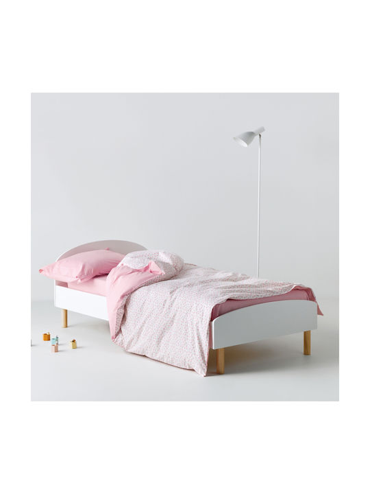 Kentia Single Cotton Sheet Set Cereza White-pink 160x245cm 3pcs