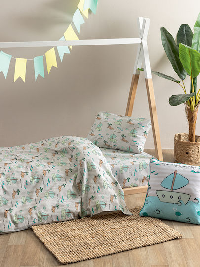 Palamaiki Single Set with Elastic Band Mk779 Green 110x200cm Palamaiki Single Set with Elastic Band Mk779 Green 110x200cm