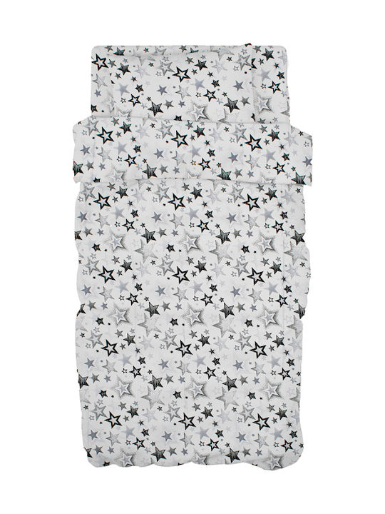 Dimcol Sheet Set Single Cotton Star 120 Grey 160x240cm 3pcs