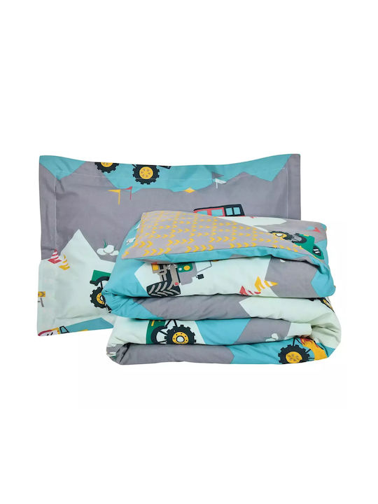 Das Home Kinderbettlaken Set Mit Gummizug Grün Grau 170x260cm