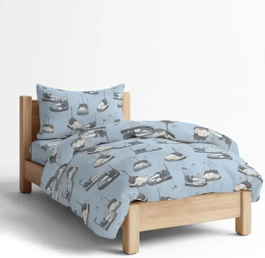 Borea Kids Sheets Set Bumping Cars Light Blue 160x250cm Borea Kids Sheets Set Bumping Cars Light Blue 160x250cm