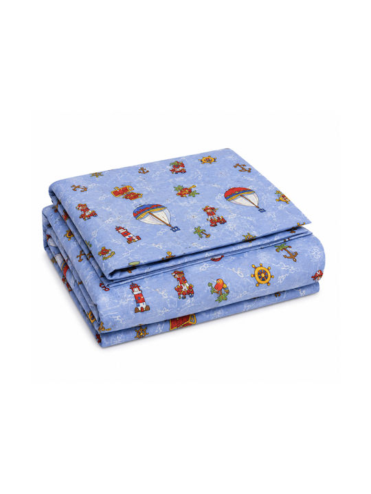 Comfort Kinderbettlaken Set Mit Gummizug Hellblau 270x165cm