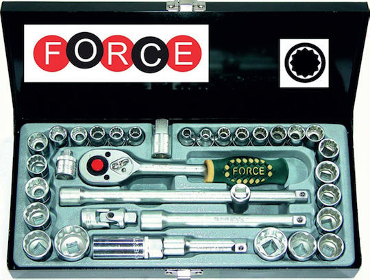 Force Force Ratchet & Socket Set 3/8" 35 Pieces