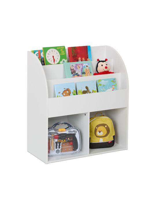 Bibliotecă de Pardoseală din Lemn Albă 72x33.5x78.5cm