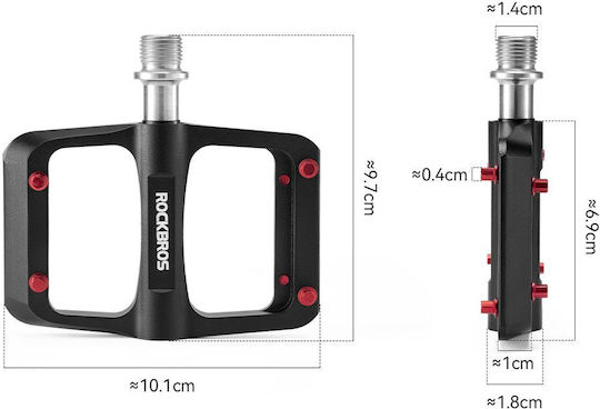 Rockbros Bicycle Pedals Flat Black