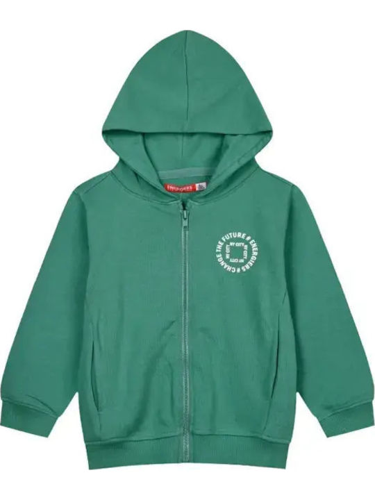 Kids Cardigan Cotton with Hood Green