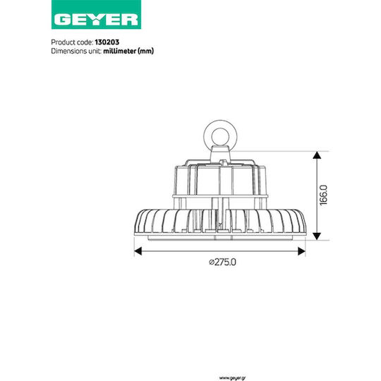 Geyer Φωτιστικό Καμπάνα 100W Kühles Weiß 15000lm mit integrierter LED Weiß