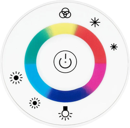 GloboStar Διακόπτης Dimmer με Πλαίσιο Ταινία LED Αφής 2.4G Round 12-24 Volt DC Λευκό σε Λευκό Χρώμα