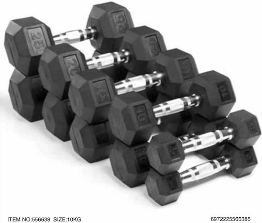 Rubber Hexagon Dumbbell 1 x 10kg