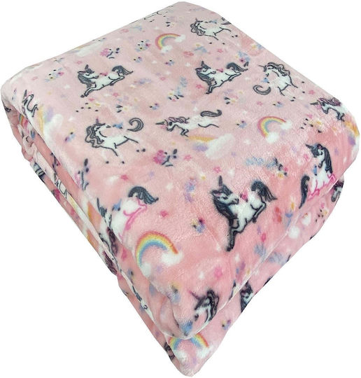 Astron Italy Velvet Unicorn Blanket Pink 160x220cm 32677