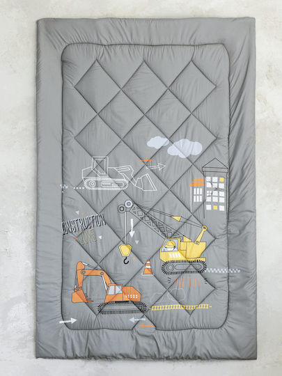 Nima Kids Duvet Single with Microfiber Filling Under Construction Gray 160x240cm