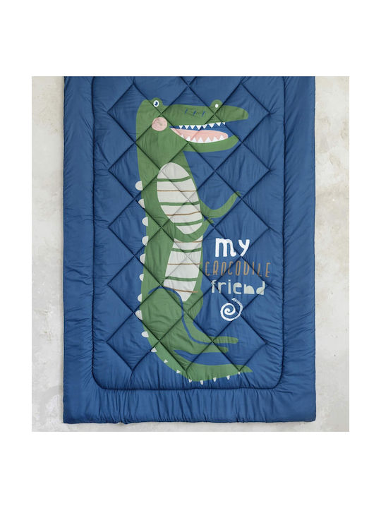Nima Kids Duvet Single with Microfiber Filling Crocodile Blue 160x240cm
