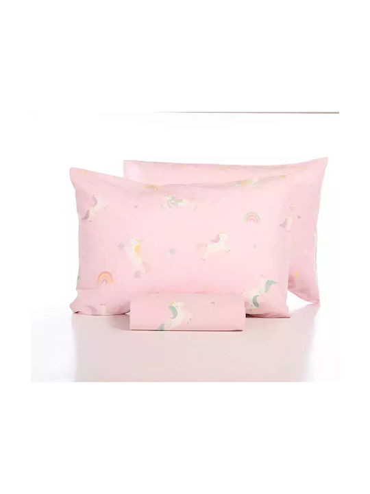 Nef-Nef Homeware Unicorns Style Set Kids Duvet Cover Single with Pillowcase Cotton Pink 160x240cm