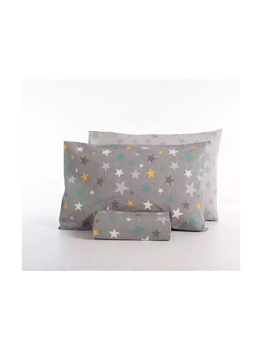 Nef-Nef Homeware Stars Above Σετ Παιδική Παπλωματοθήκη Μονή με Μαξιλαροθήκη Βαμβακερή Γκρι 160x240εκ.