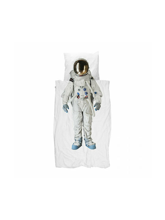 Snurk Astronaut Set Kinderbettbezug Einzel mit Kissenbezug Weiß 160x220cm