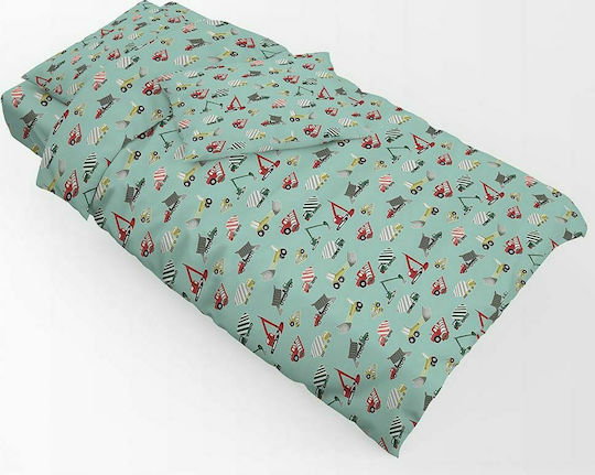 Astron Italy Set Kids Single Duvet Cover Green Red