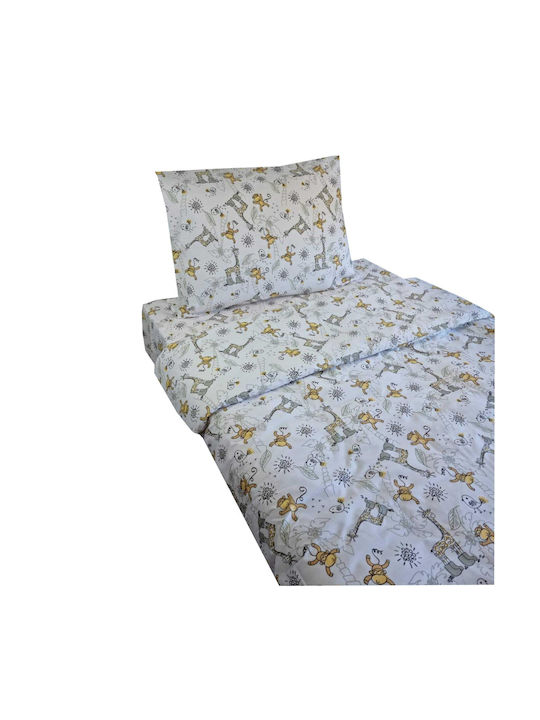 Astron Italy Monkeys Set Kids Duvet Cover Single with Pillowcase Cotton Gray 165x250cm