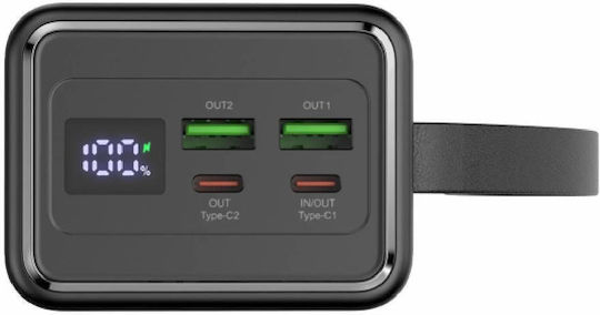 Platinet Power Bank 40000mAh 65W mit 2 USB-A Ausgangsanschlüsse und 2 USB-C Ausgangsanschlüsse Power Delivery Schwarz