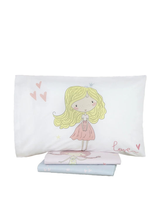 Nima Set Kids Duvet Cover Single with Pillowcase Cotton Pink 160x240cm
