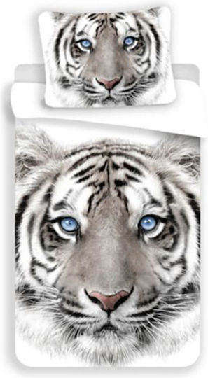 TIGER Set Cearceaf Pentru Copii Single Alb/Gri TIGER Set Cearceaf Pentru Copii Single Alb/Gri