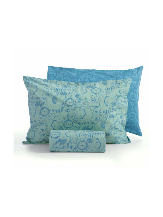 Nef-Nef Homeware Jungle Set Kids Duvet Cover Single with Pillowcase Cotton Jungle 160x240cm