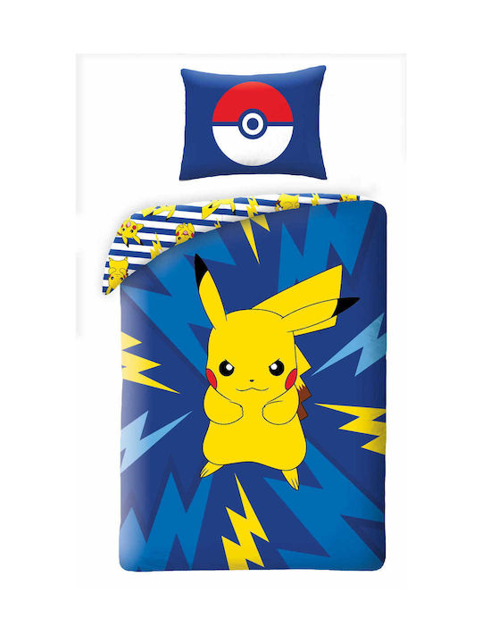 Pokemon Σετ Παιδική Παπλωματοθήκη Μονή Μπλε