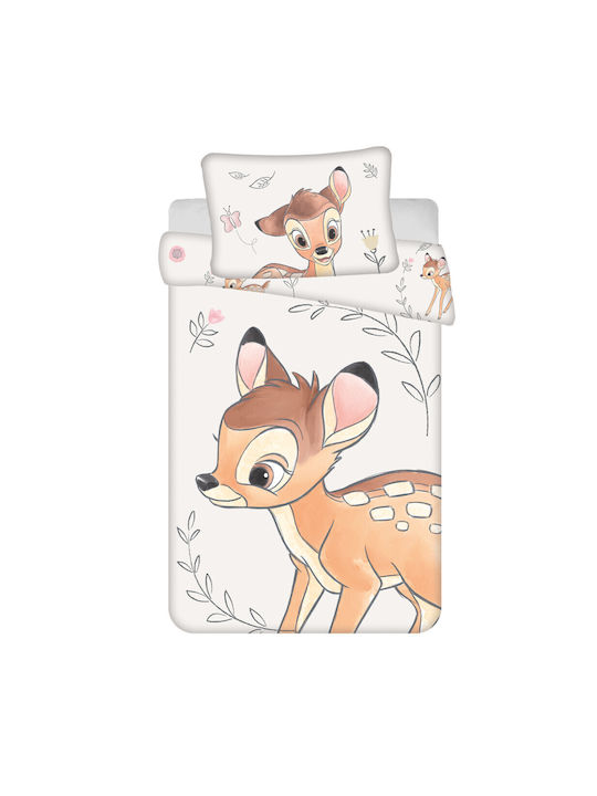 Disney Bambi Set Kids Duvet Cover Single with Pillowcase Cotton Beige 100x135cm
