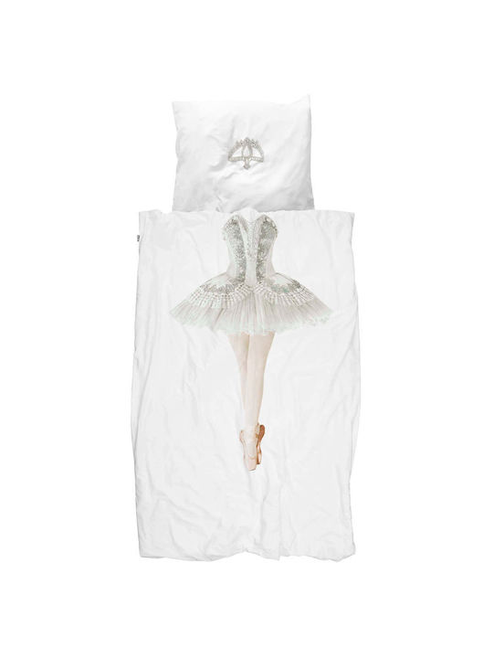 Snurk Set Kids Duvet Cover Single with Pillowcase White 140x200cm