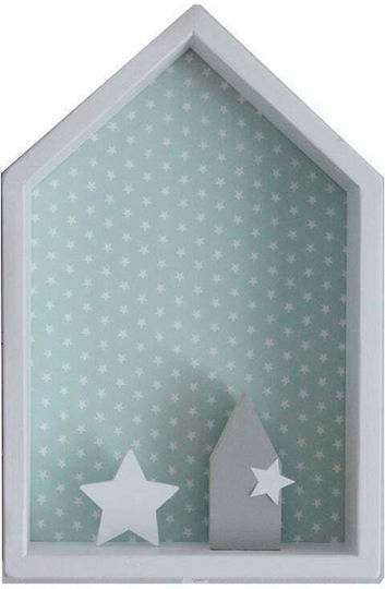 Kids' Shelf House with Stars Green 25x10x39εκ.