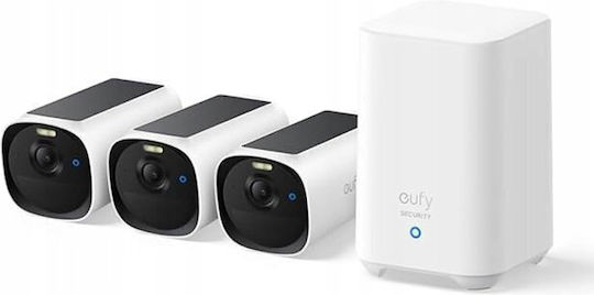 Eufy Camera Surveillance System with 3 Wireless IP 4MP Cameras with Control Hub & 16TB Hard Drive