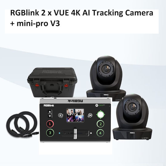 Rgblink Bundle Kit 2 X Vue 20x 4k Ai Dynamic Tracking Camera + Mini-iso Switcher & Controller