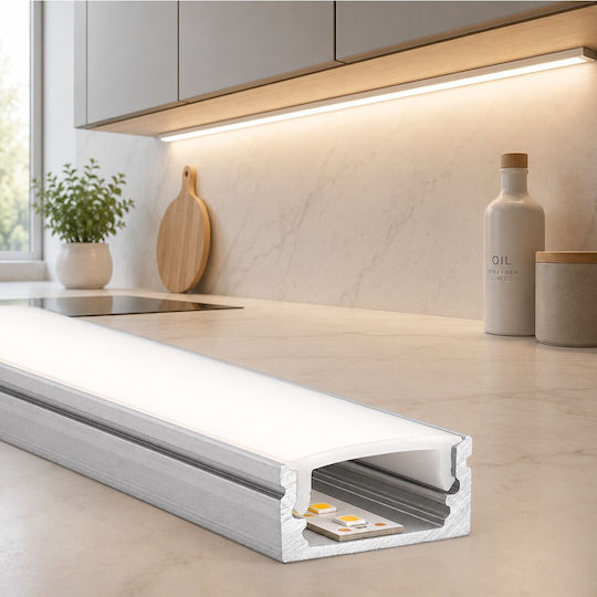 VenCore Walled LED Strip Aluminum Profile with Opal Cover 100x1.7x0.6cm