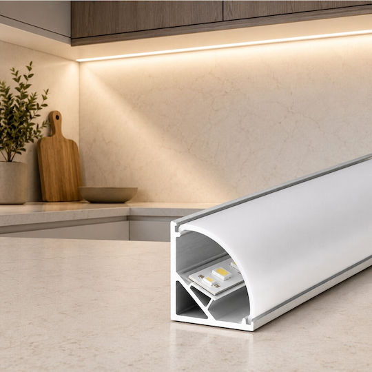 VenCore LED Strip Aluminum Profile Corner with Opal Cover 100x2.1x1.2cm