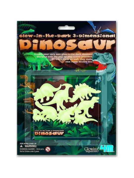 4M Детска стикерна за стена Стена Фосфоресциращи 3D Dinosaurs 8бр