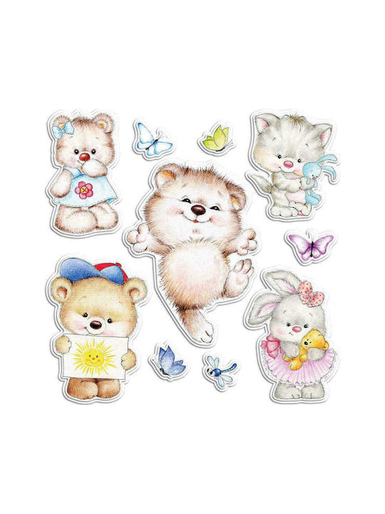Ango Детска стикерна за стена Стена 3D Пяна Tender Animals 67x45.5бр 10бр