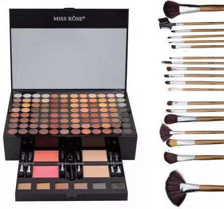 Set Cadou Kit Machiaj 190 Culori Farduri De Ochi Blush Eyeliner Pudră + Set 18 Pensule De Machiaj Megaga Gold De Înaltă Calitate
