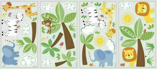RoomMates Decor Kids Wall Sticker Jungle Animals 47pcs